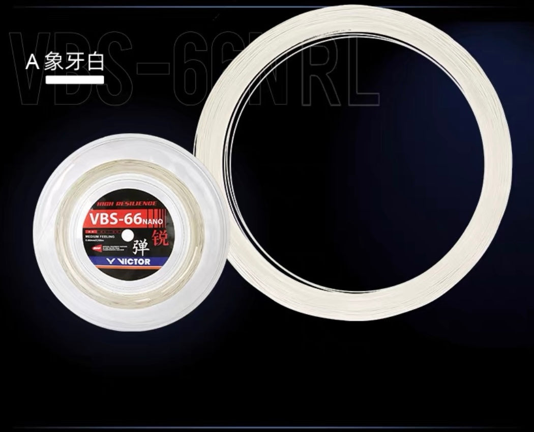 Victor VBS-66 Nano Badminton String -Reel 200m  (White)